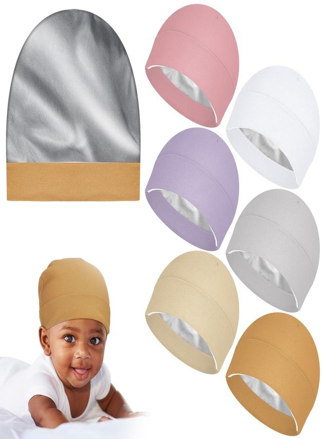 Cotwinter 6 Pcs Satin Lined Baby Newborn Hats Silk Satin Lined Beanie Toddler Hat for Hospital Infant Girls Boys 0-6 Months (Cute Color) - Image 1